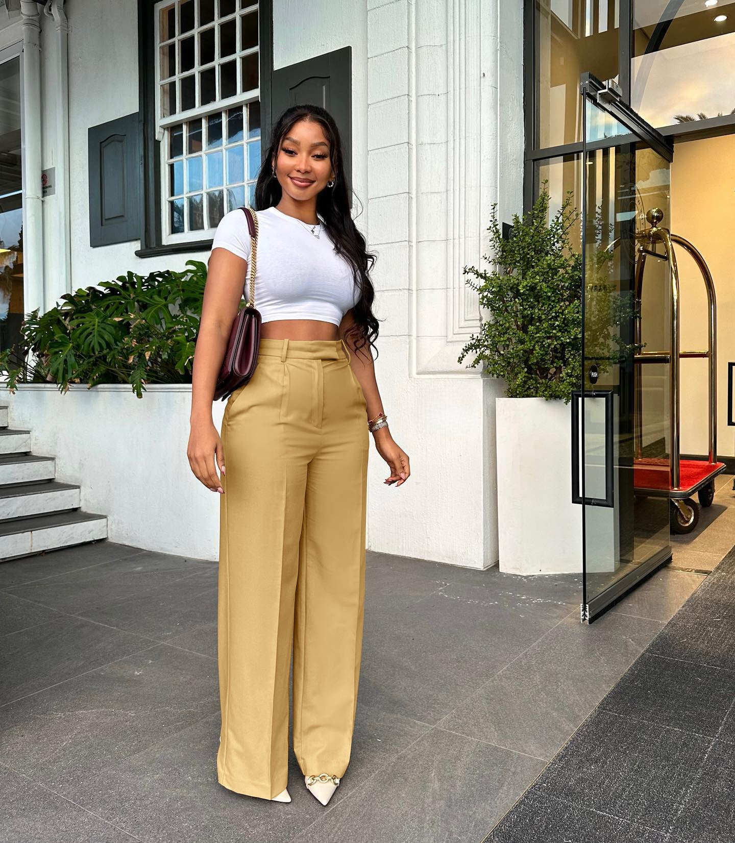 Women's High Waist Straight-leg Wide-leg Pants - cas7m