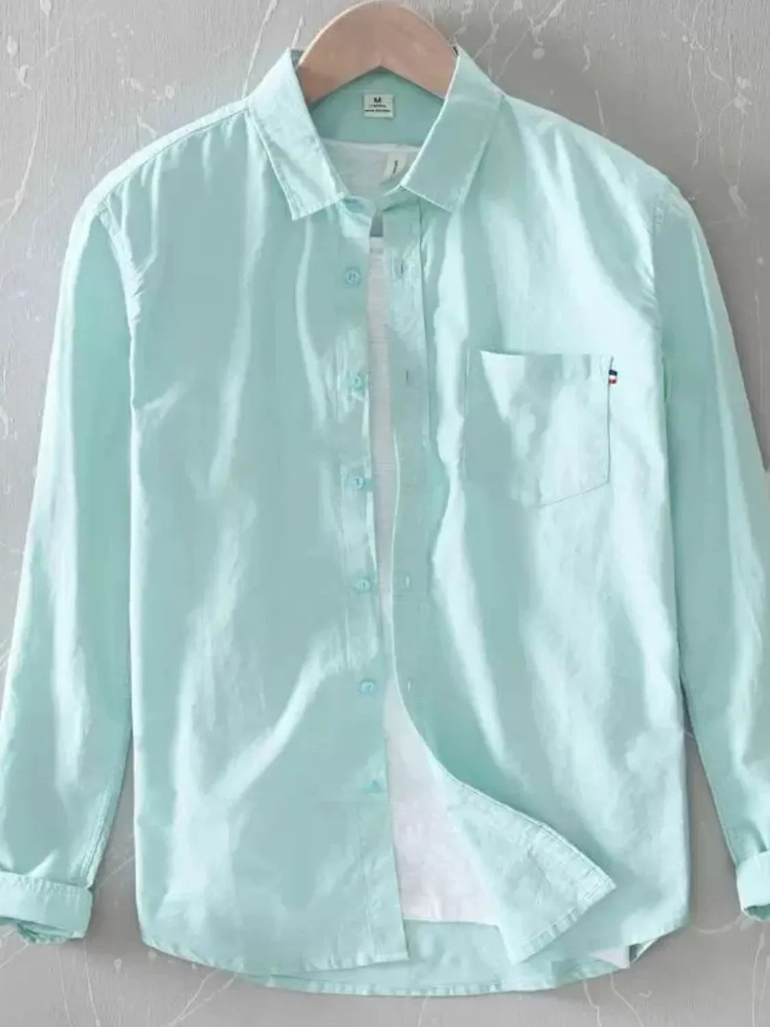 Men's Plus Size Button Up Long Sleeve Shirt - cas7m