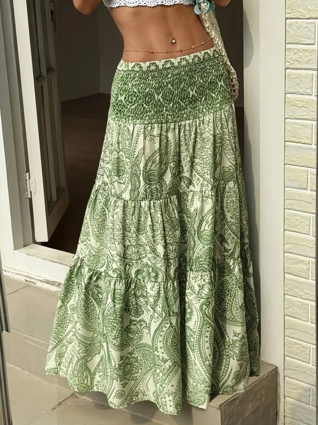 Paisley Print Maxi Skirt - cas7m