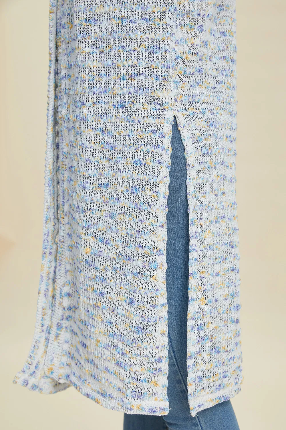 Double Take Full Size Open Front Longline Cardigan - cas7m