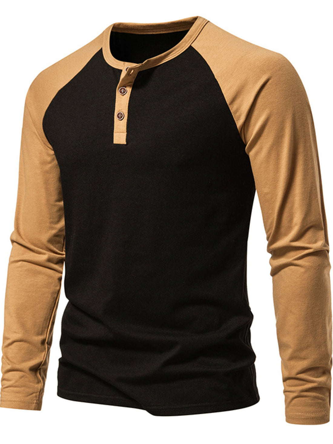 Men's Casual Henley Long Sleeve T-Shirt - cas7m