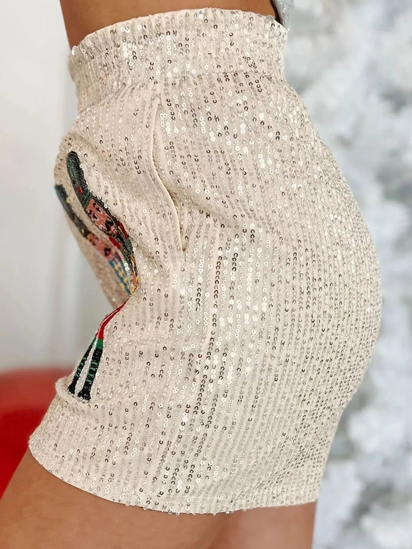 Christmas Sequined Nutcracker Shorts - cas7m