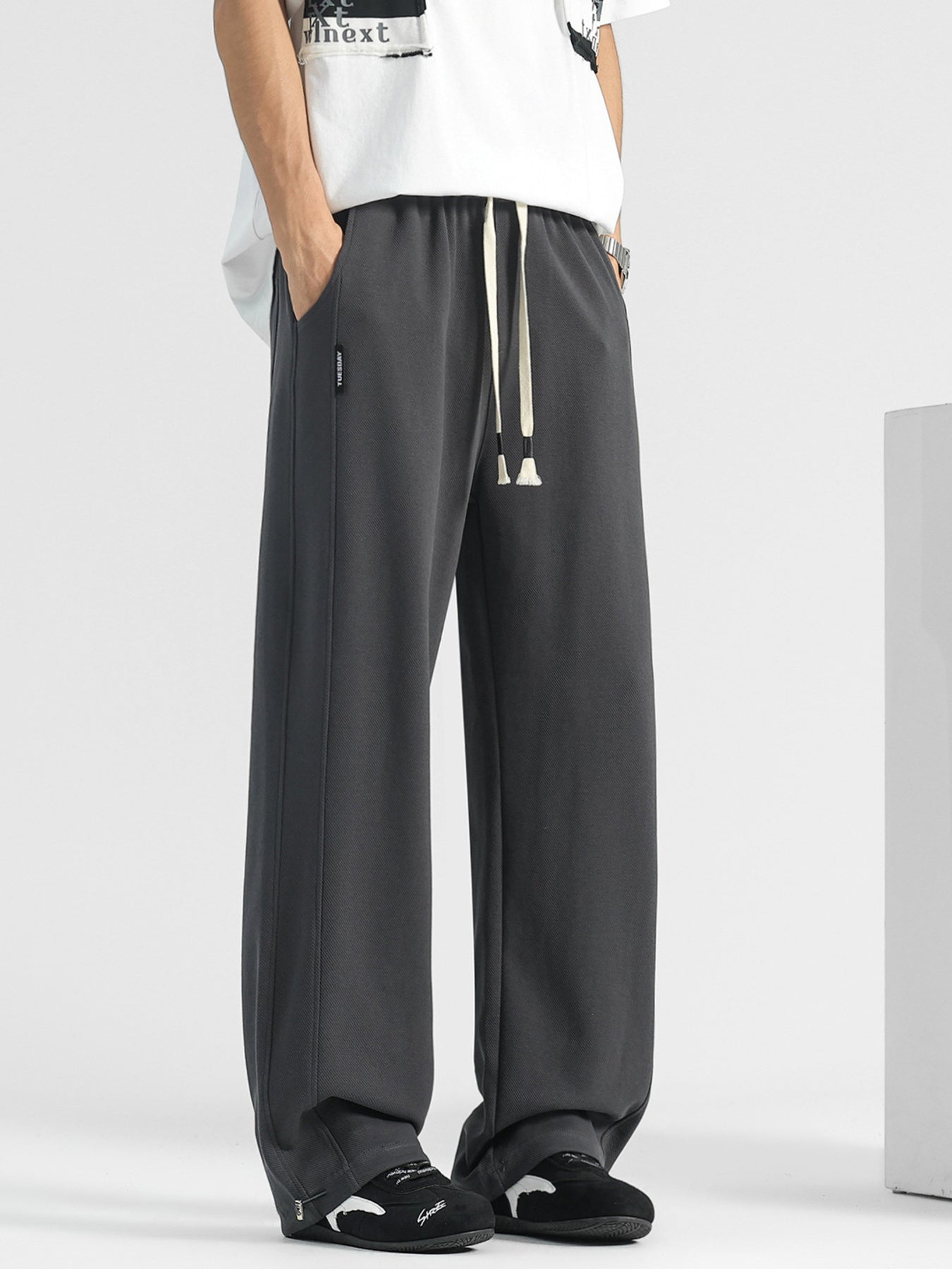 Men's Plus Size Casual Loose-Fit Drawstring Pants - cas7m