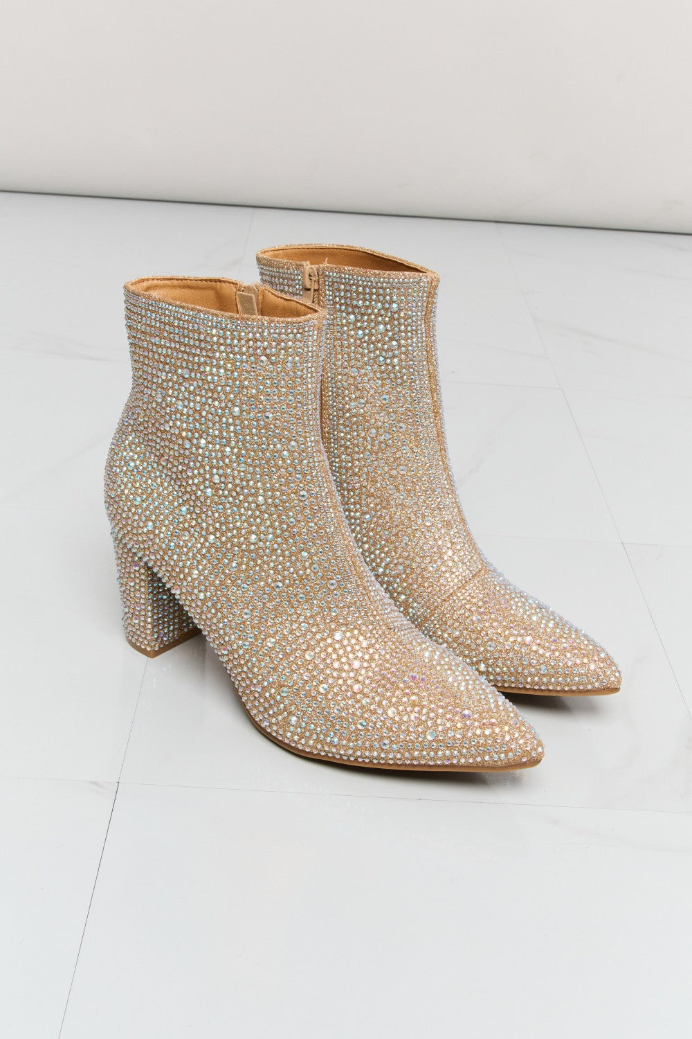 Forever Link Rhinestone Pointed Toe Booties - cas7m