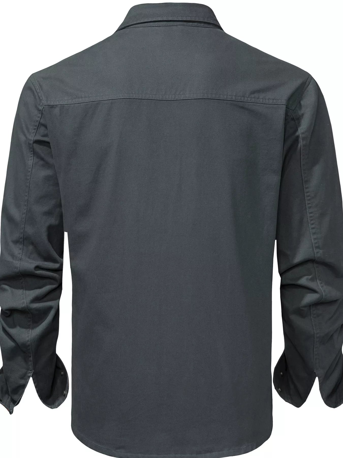 Men's Casual Long Sleeve Button-Down Shirt with Pockets - cas7m