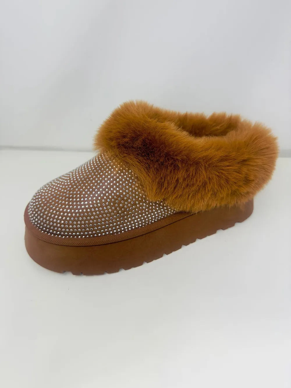 WILD DIVA Embellished Faux Fur Platform Booties - cas7m