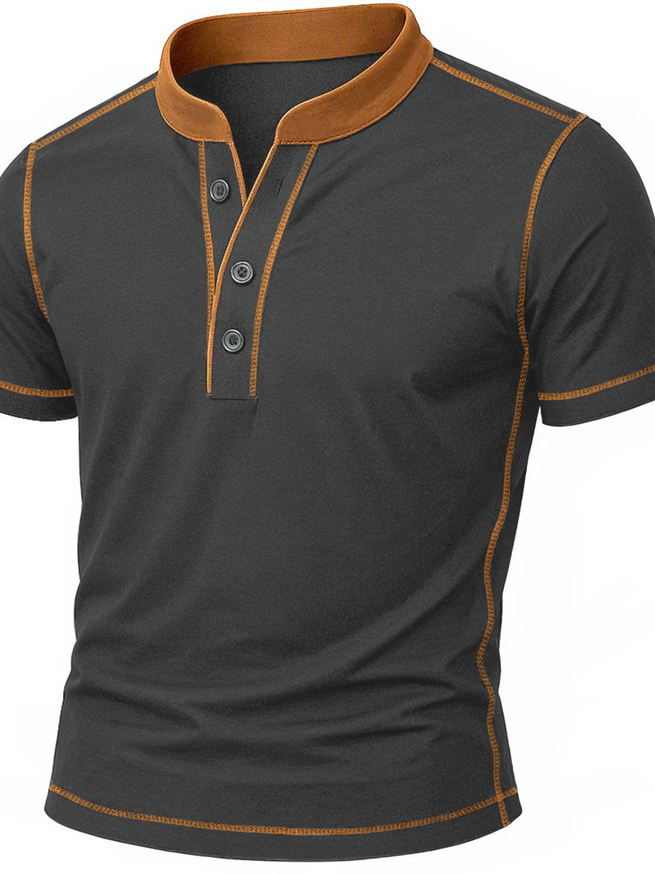 Men's Full Size Casual Button Detail Short Sleeve T-Shirt Plus Size - cas7m