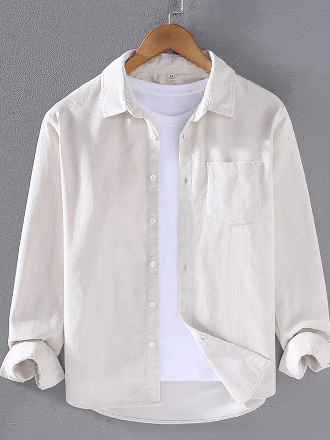 Men's Plus Size Button Up Long Sleeve Shirt - cas7m