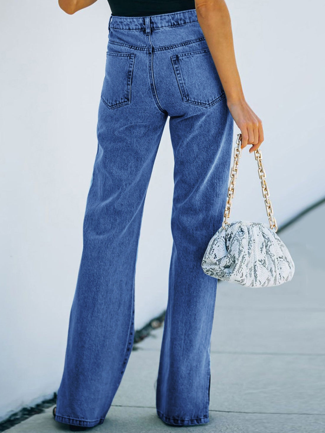 Slit Hem Bootcut Jeans - cas7m