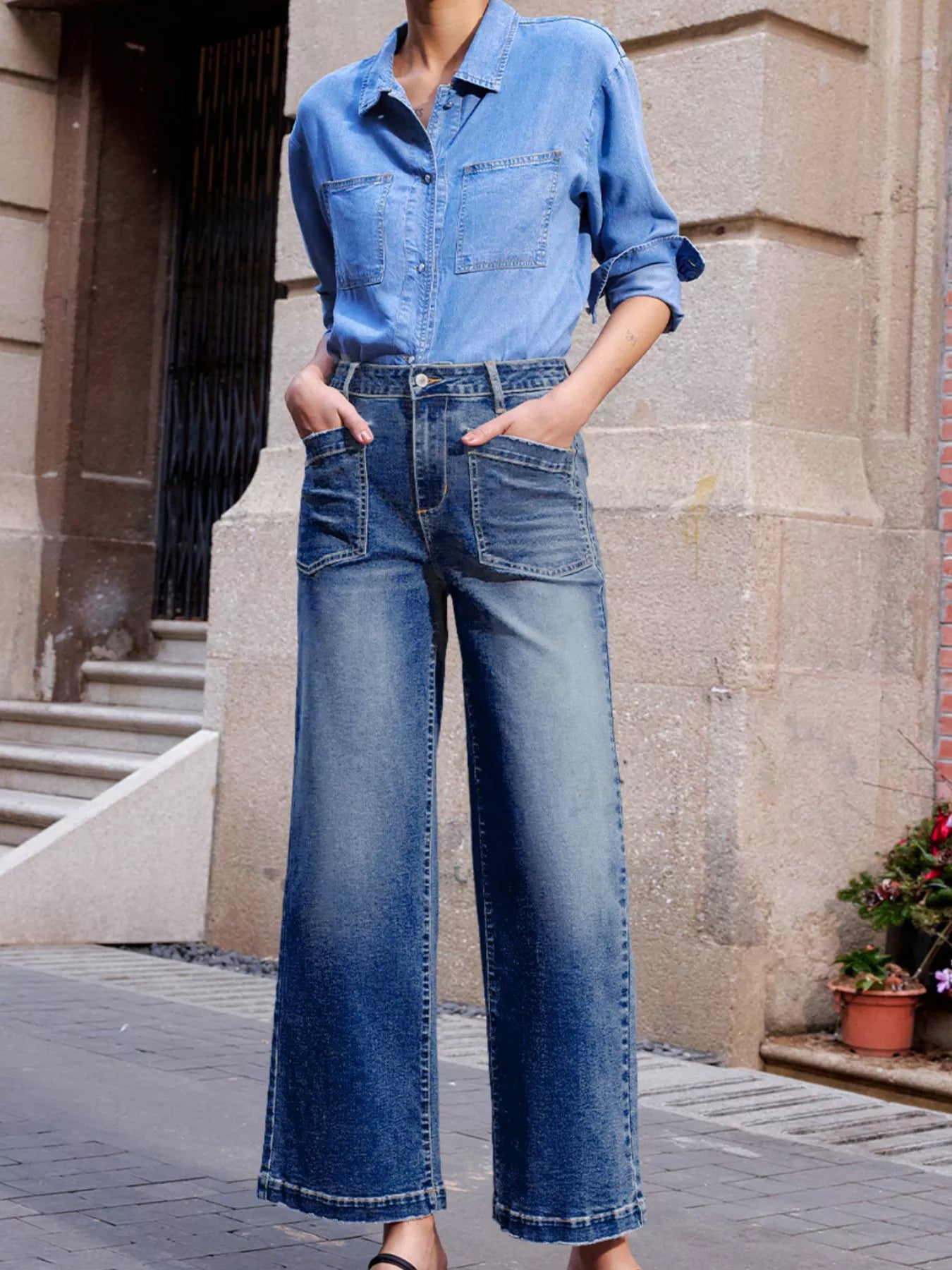 Patch Pocket Shift Jeans - cas7m