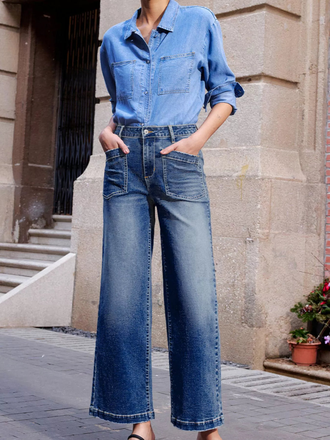 Patch Pocket Shift Jeans - cas7m