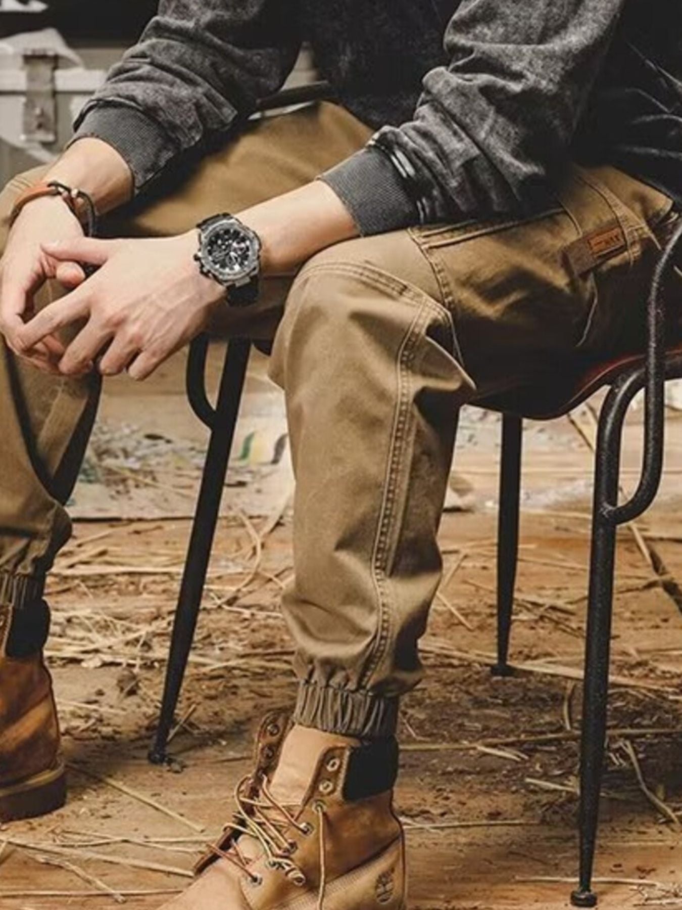 Men's Plus Size Relaxed Fit Cargo Pants - cas7m