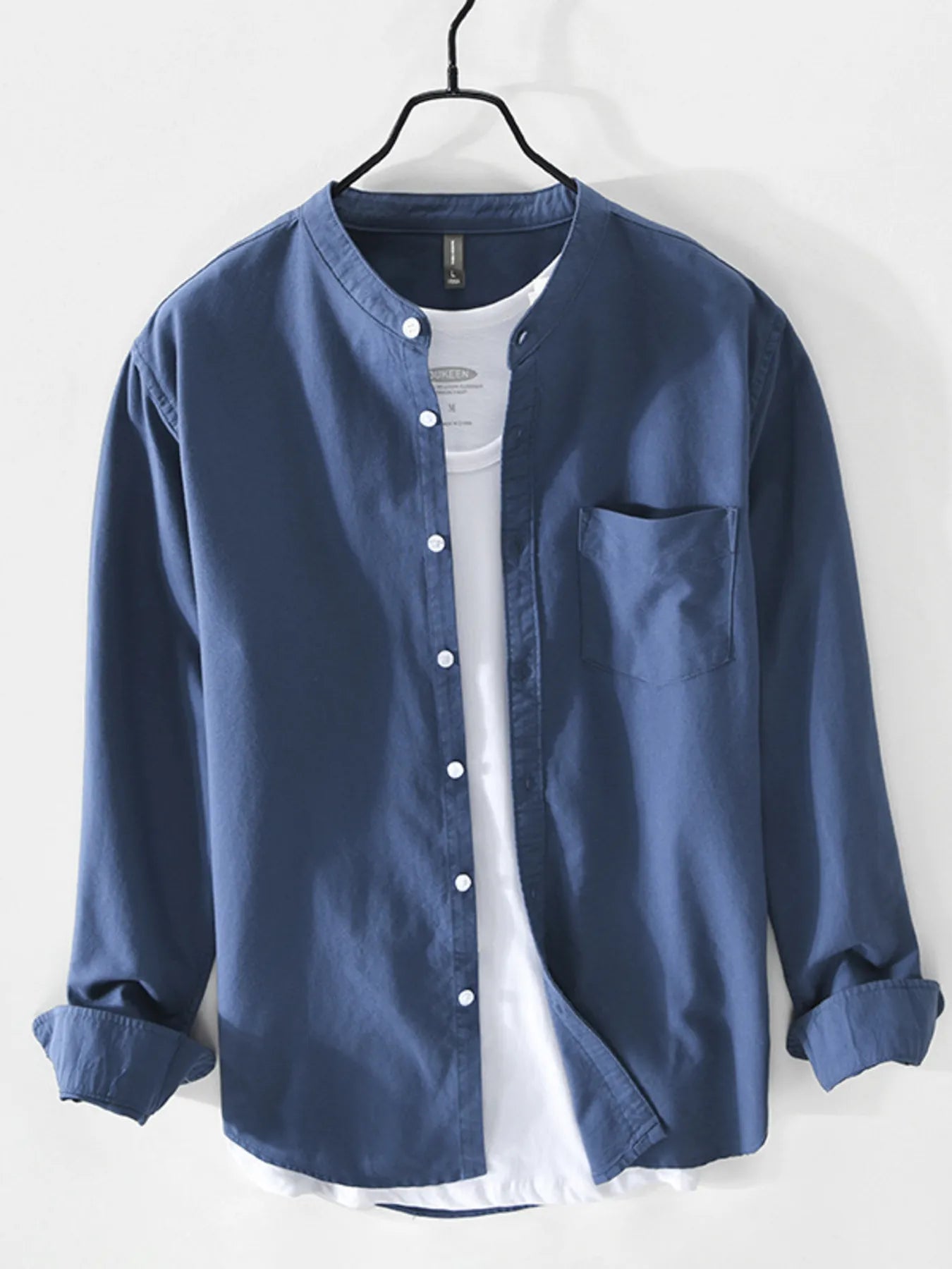 Men's Plus Size Button Up Long Sleeve Shirt - cas7m