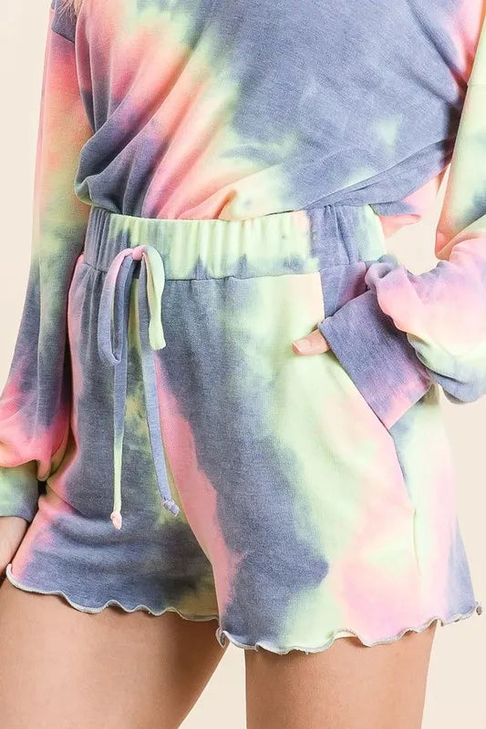 BiBi Tie Dye French Terry Shorts and Curly Edge - cas7m