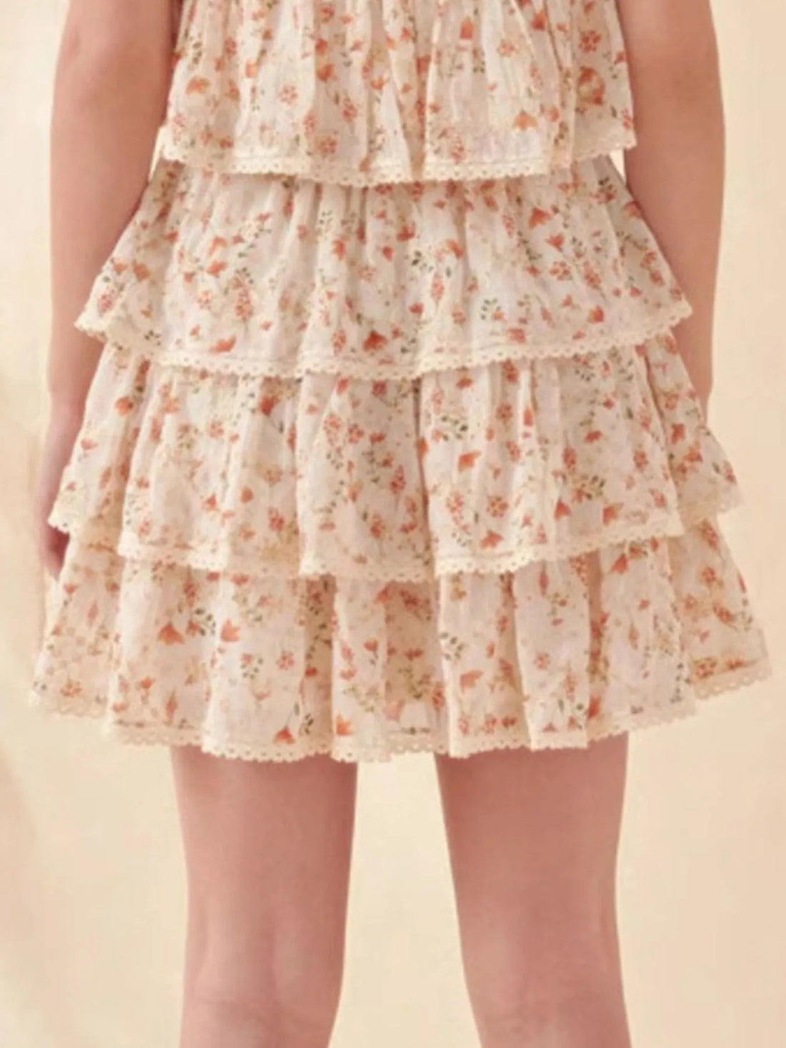 Floral Layered Ruffle Mini Skirt - cas7m