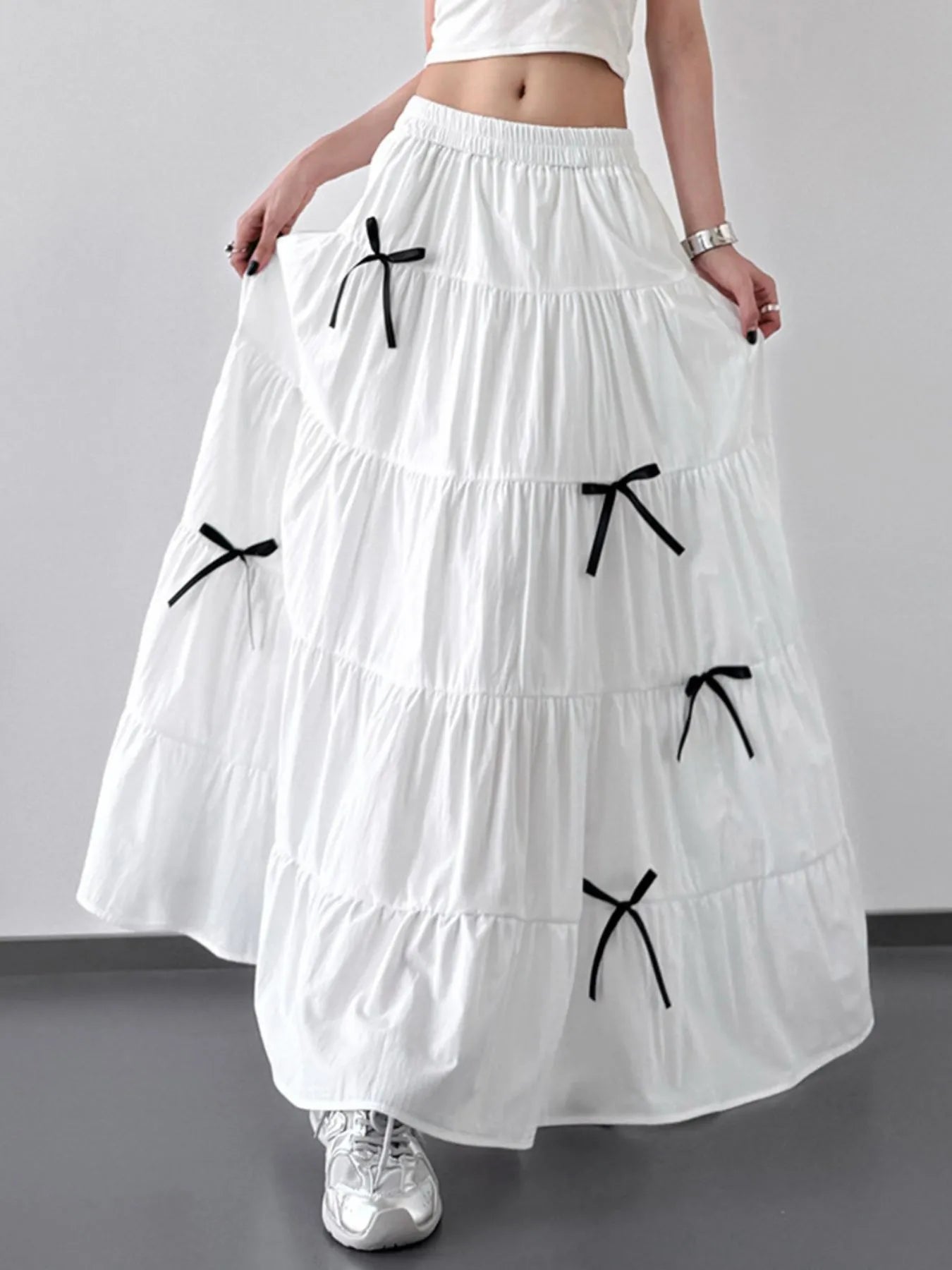 Tiered Bow Maxi Skirt - cas7m