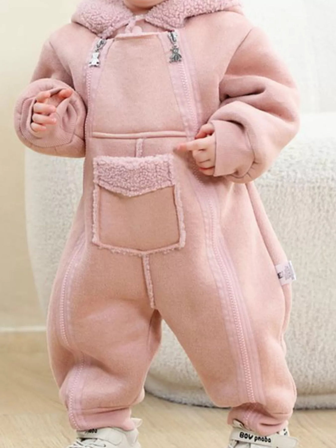 Children's Fleece Hooded One-Piece Jumpsuit - cas7m