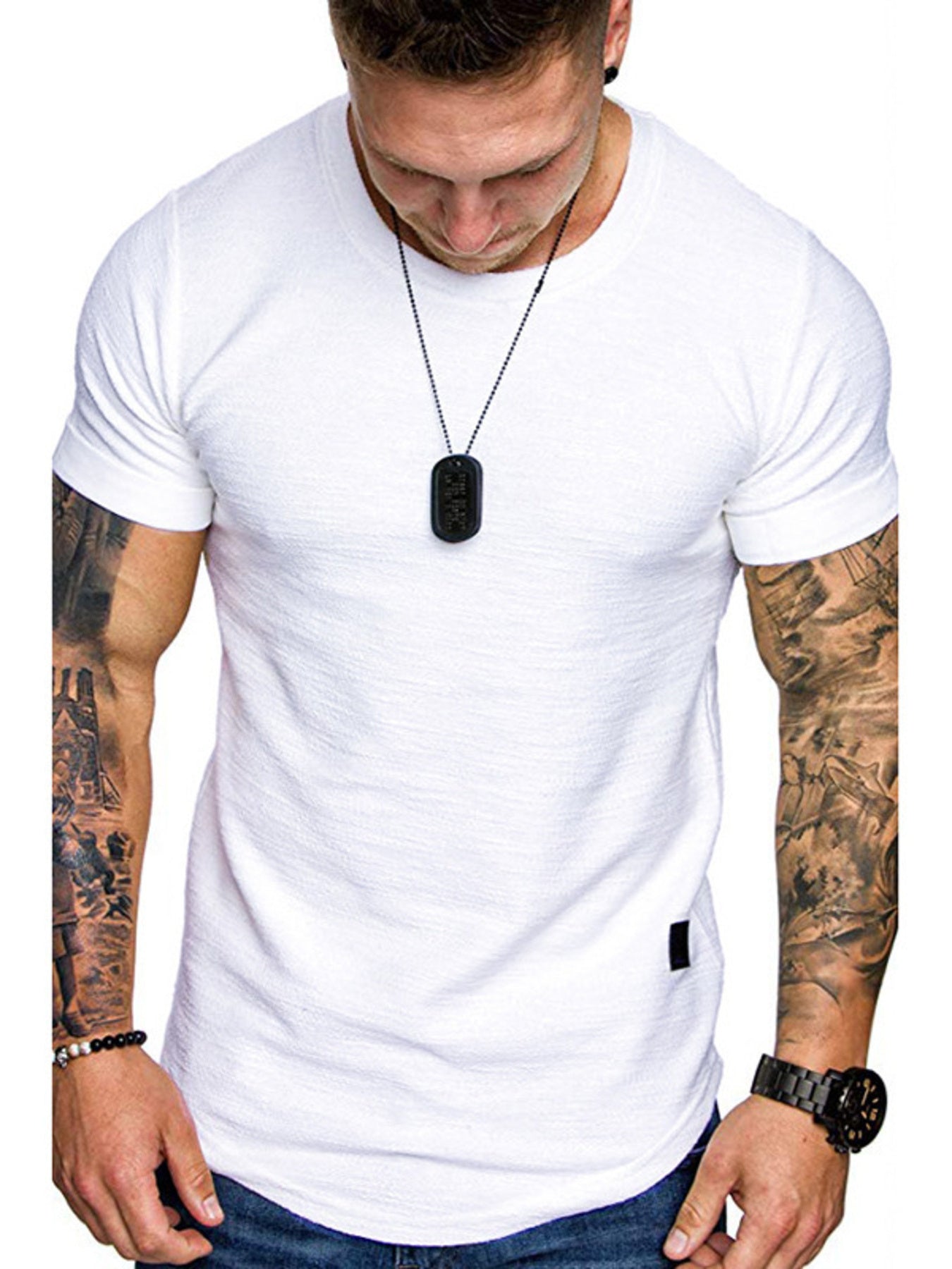 Men's Round Neck Slim Fit Casual T-Shirt - cas7m