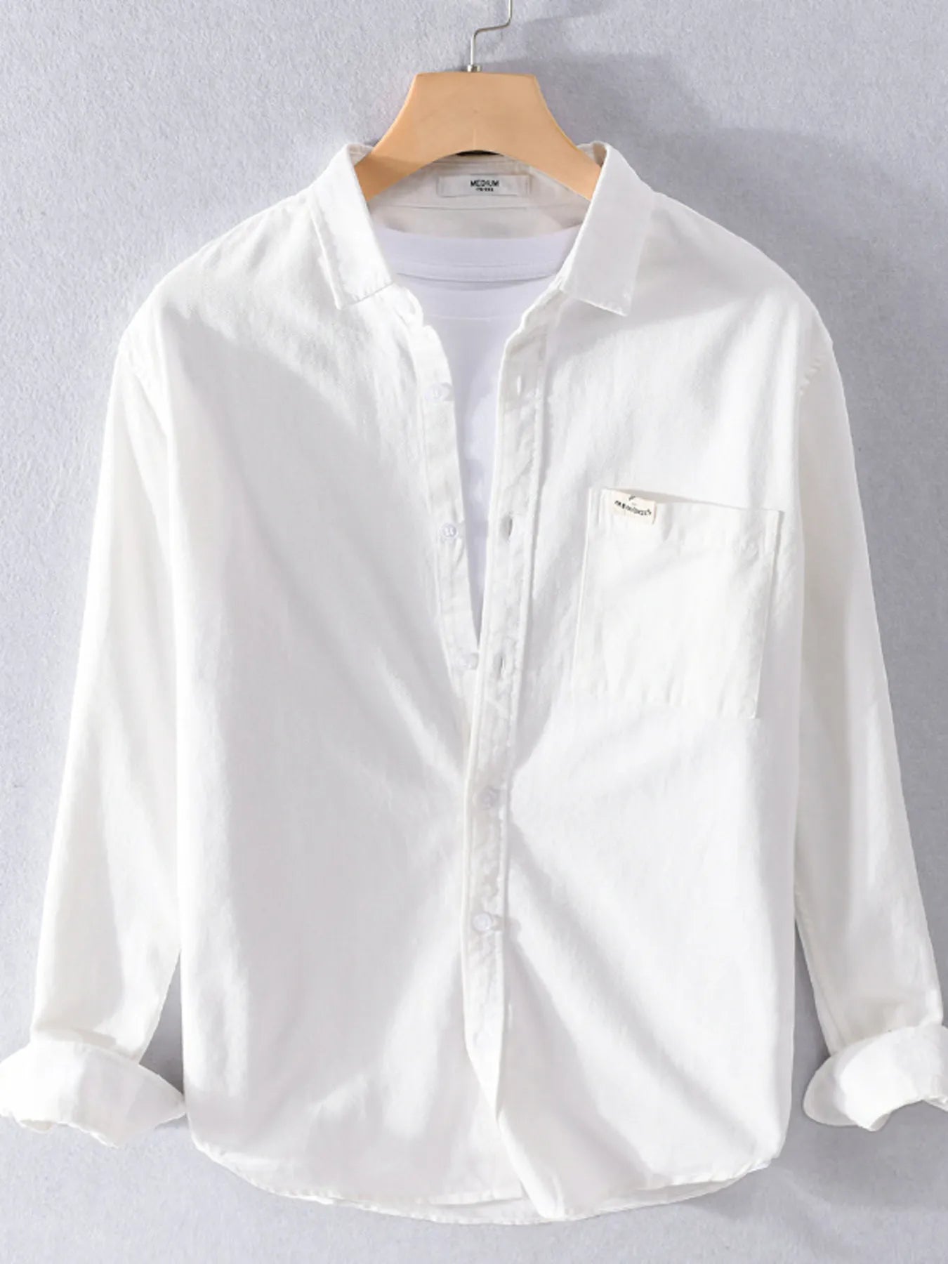 Men's Plus Size Button Up Long Sleeve Shirt - cas7m