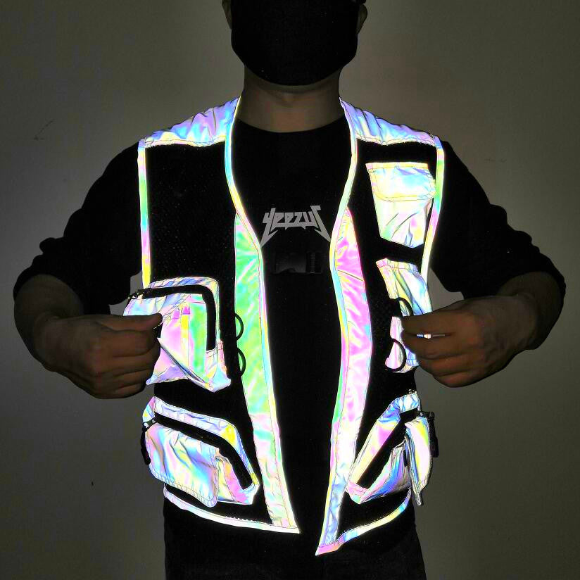 Colorful Reflective Vest Multi-Pocket Function Vest - cas7m