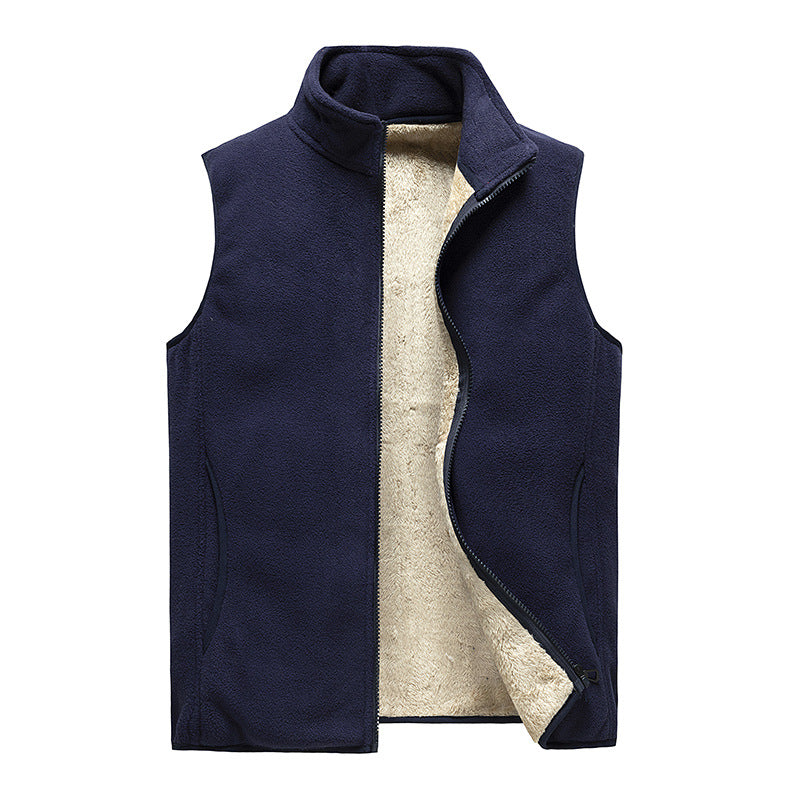 Men's Fleece Vest Thickened Warm Vest Jacket - cas7m