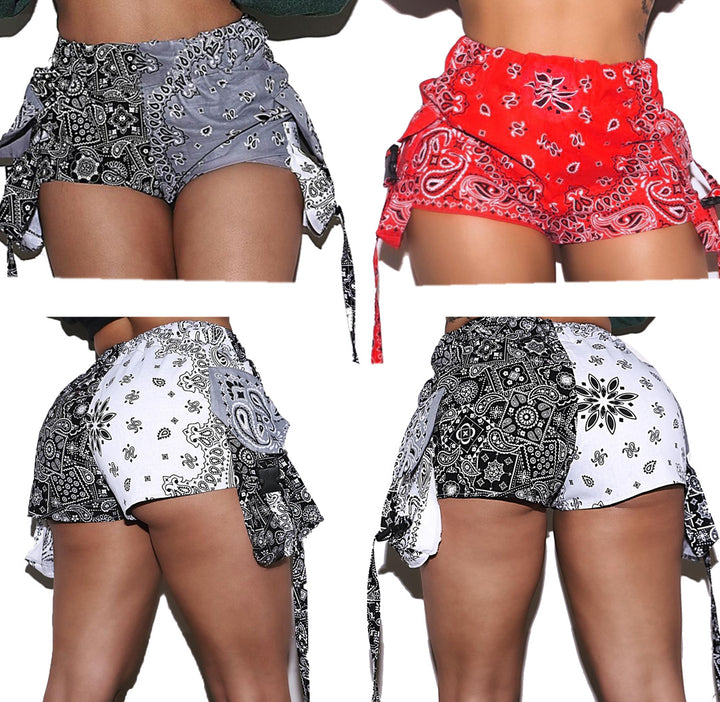 Stretch High Waisted Bandana Shorts Women Harajuku Summer Bottoms Sexy Pocket Aesthetic Fitness - cas7m