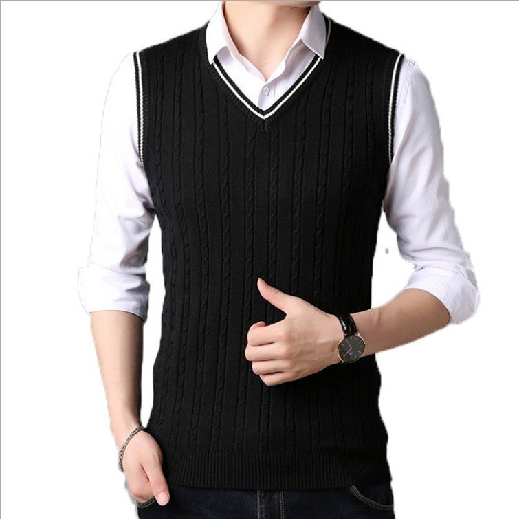New Men's Sweater Vest Fashion Casual V Neck Sweater Vest Vest Men - cas7m