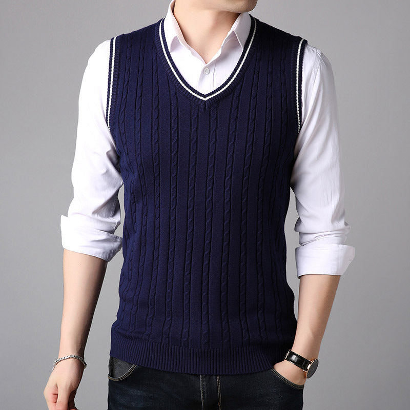 New Men's Sweater Vest Fashion Casual V Neck Sweater Vest Vest Men - cas7m