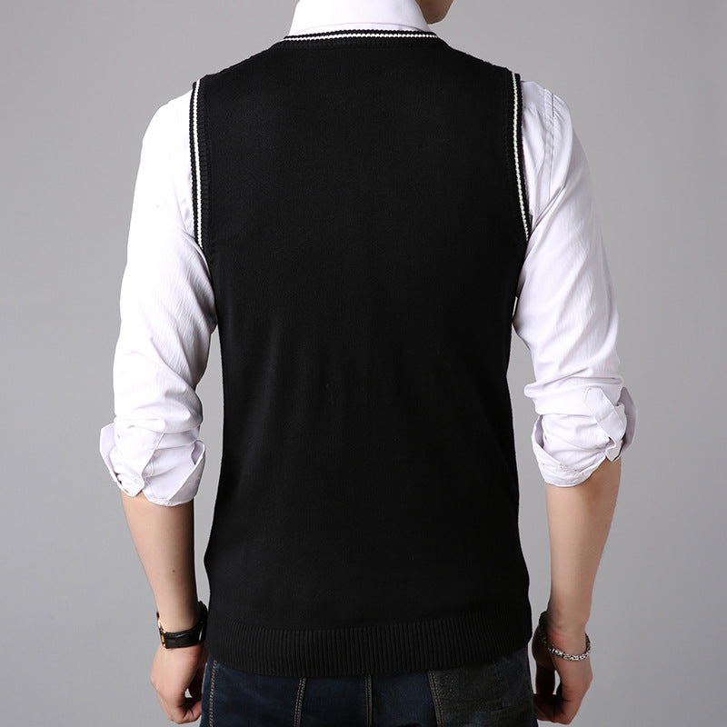 New Men's Sweater Vest Fashion Casual V Neck Sweater Vest Vest Men - cas7m