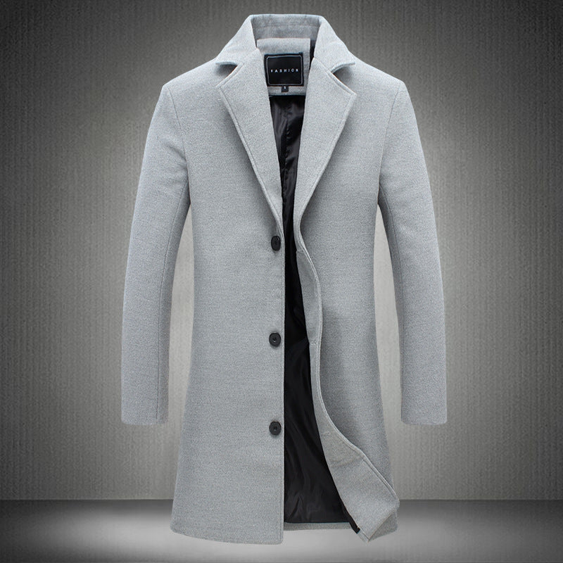 Autumn And Winter New Mens Solid Color Casual Business Woolen Coats - cas7m