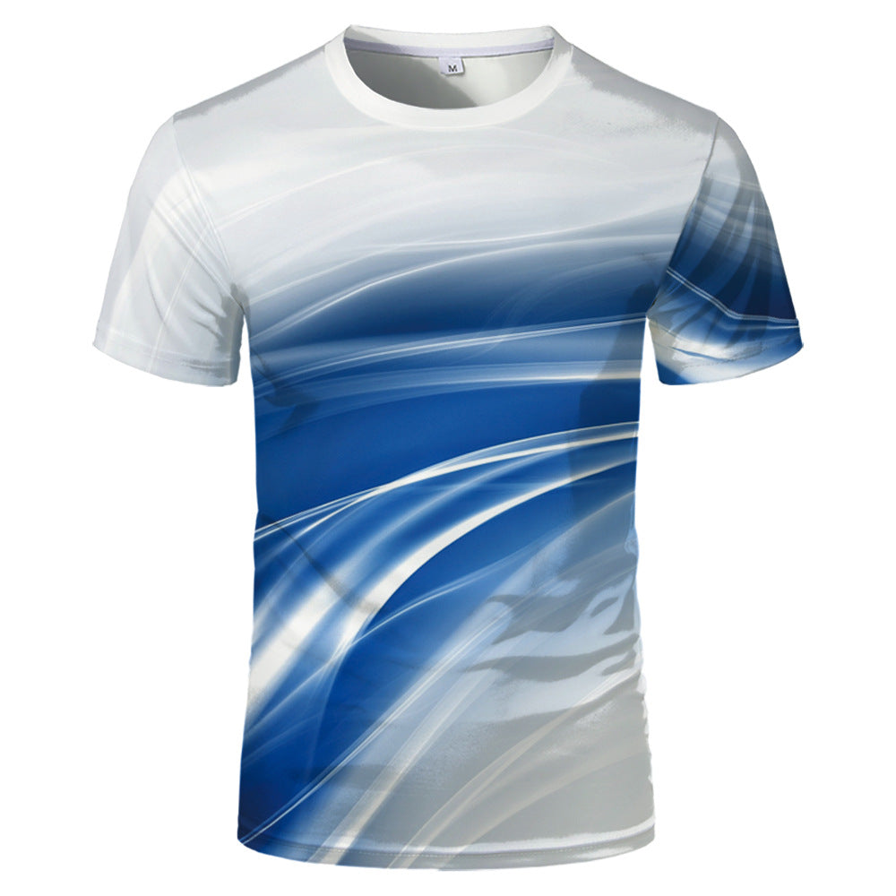 Trend 3D Printed Loose Collarless T-Shirt - cas7m