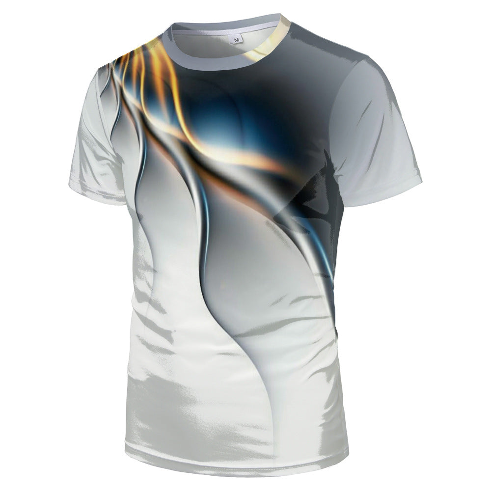 Trend 3D Printed Loose Collarless T-Shirt - cas7m