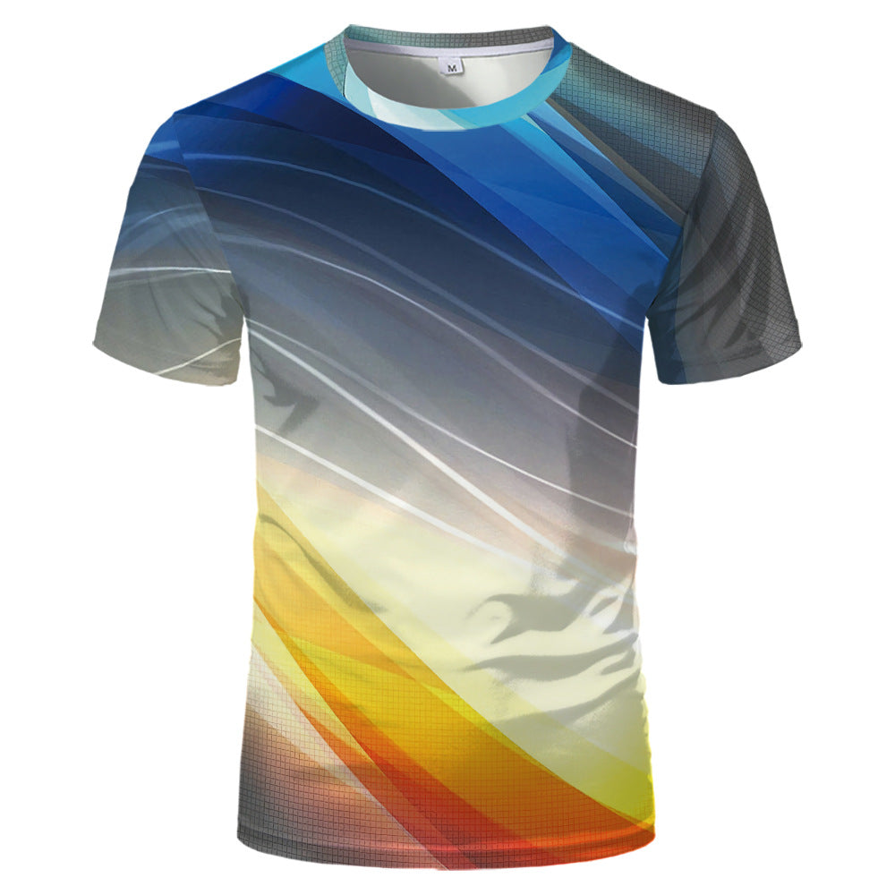 Trend 3D Printed Loose Collarless T-Shirt - cas7m