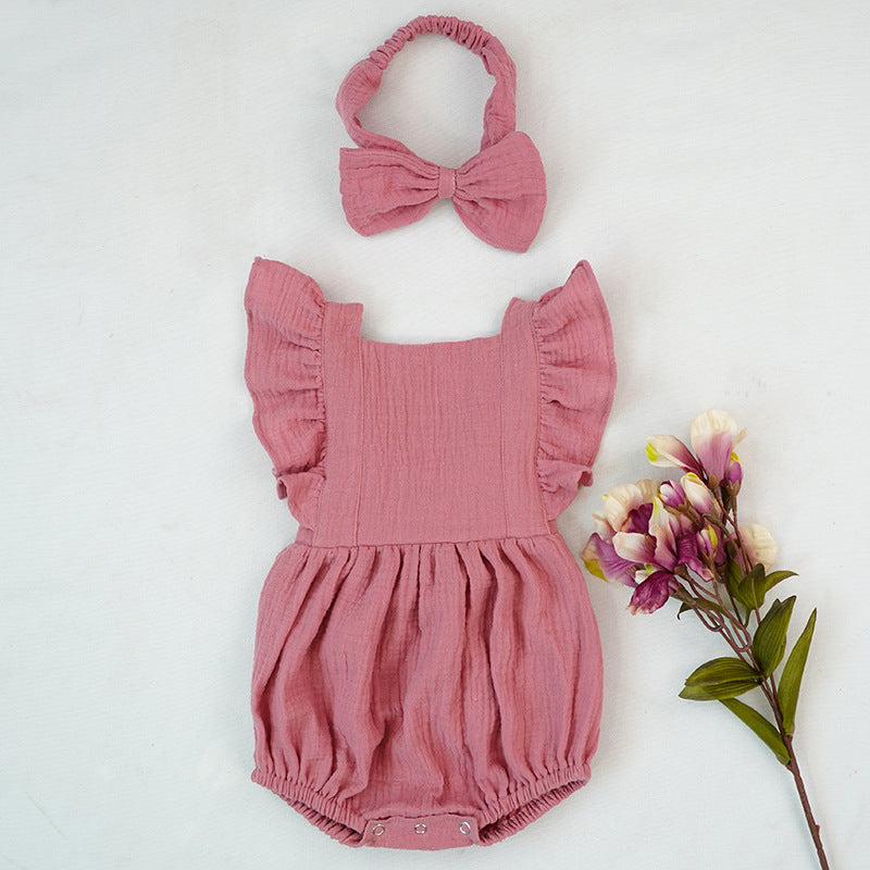Ruffled short-sleeved girl romper wrinkle bag fart clothing - cas7m