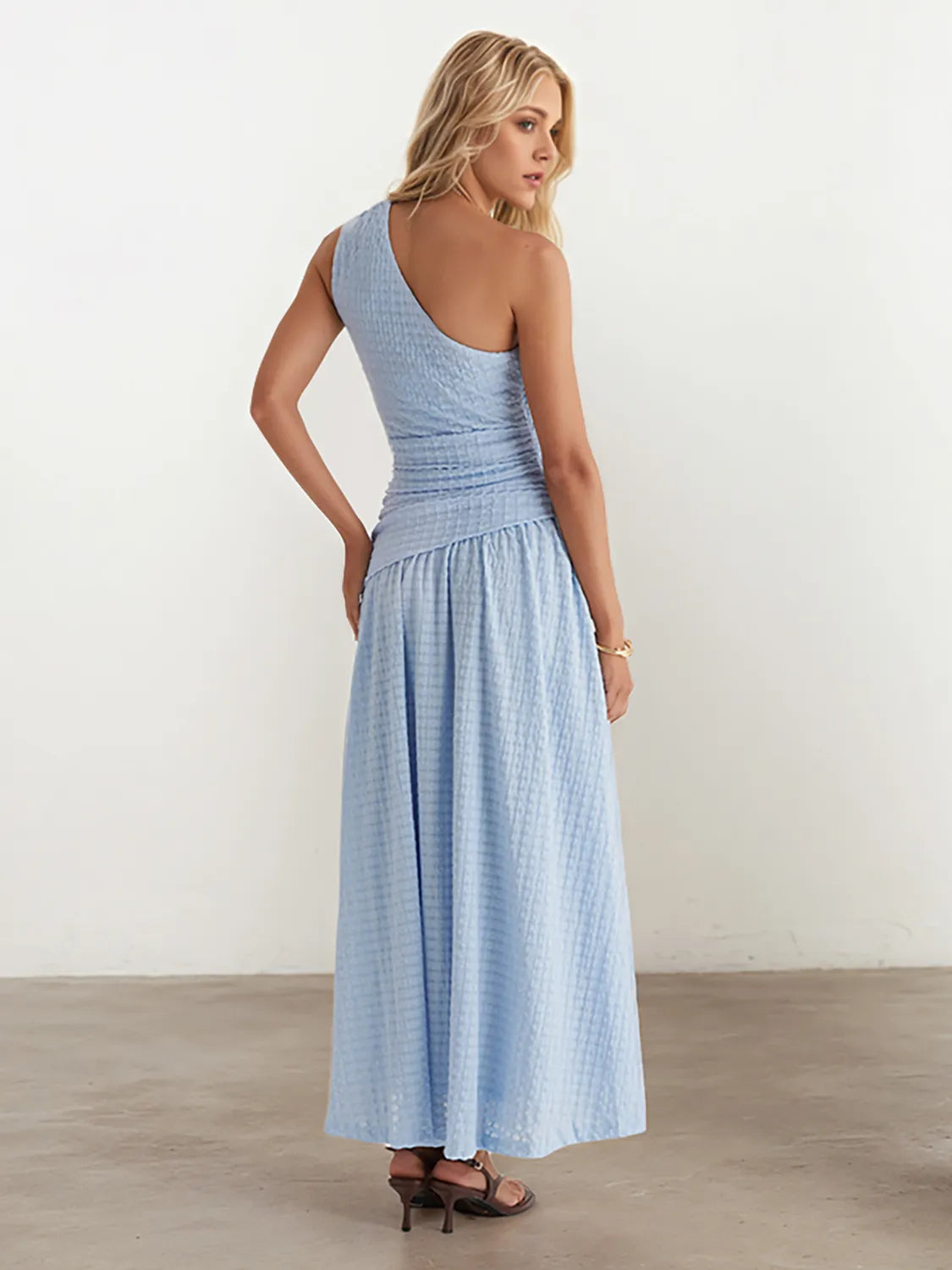Textured Single Shoulder Dress - cas7m