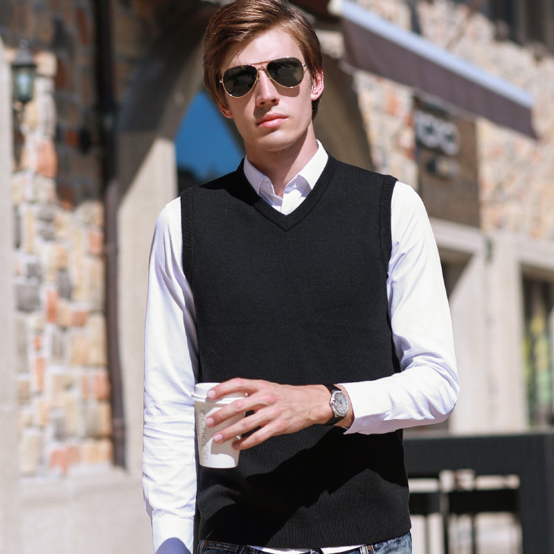Sleeveless sweater vest vest sweater men - cas7m