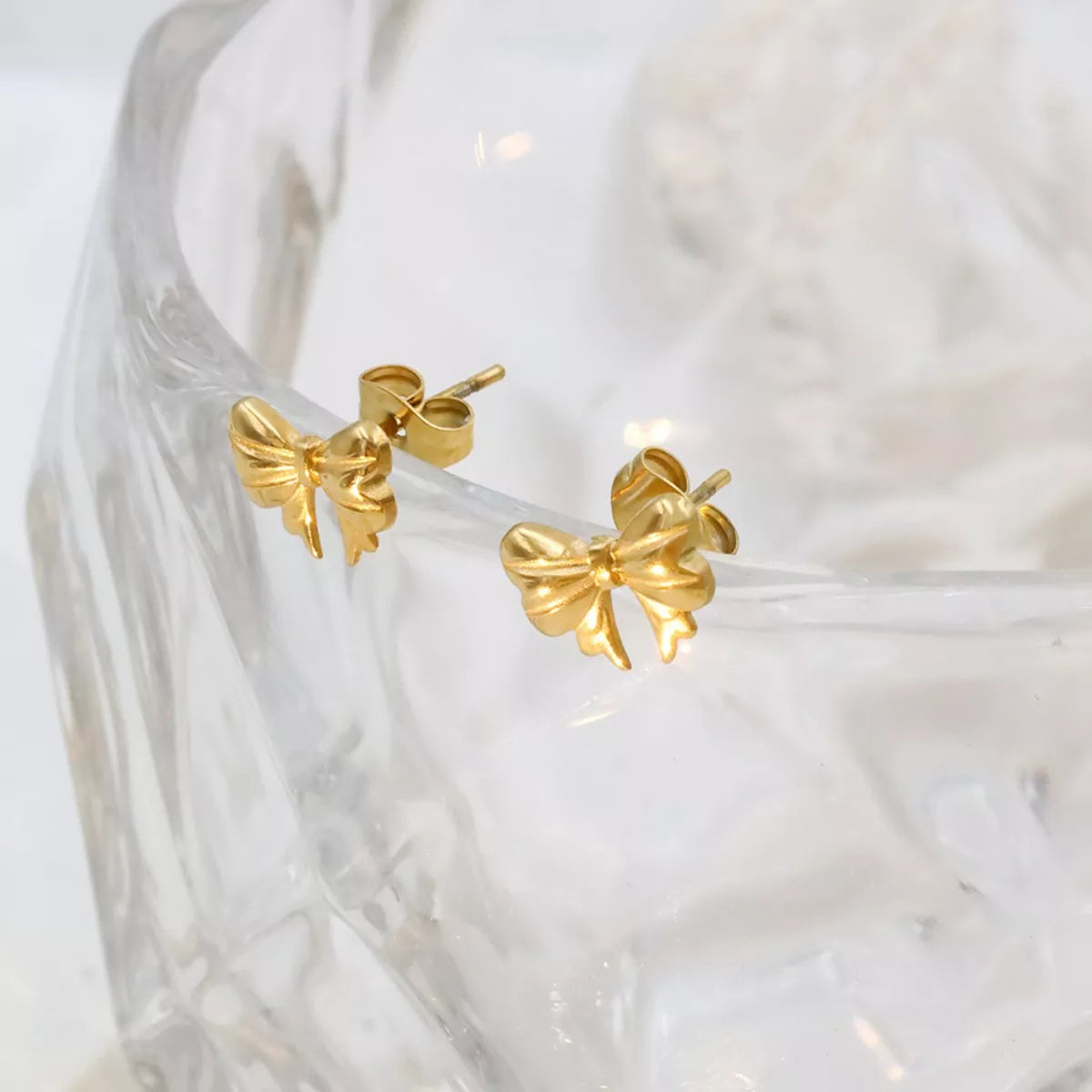 18K Gold-Plated Bow Earrings - cas7m