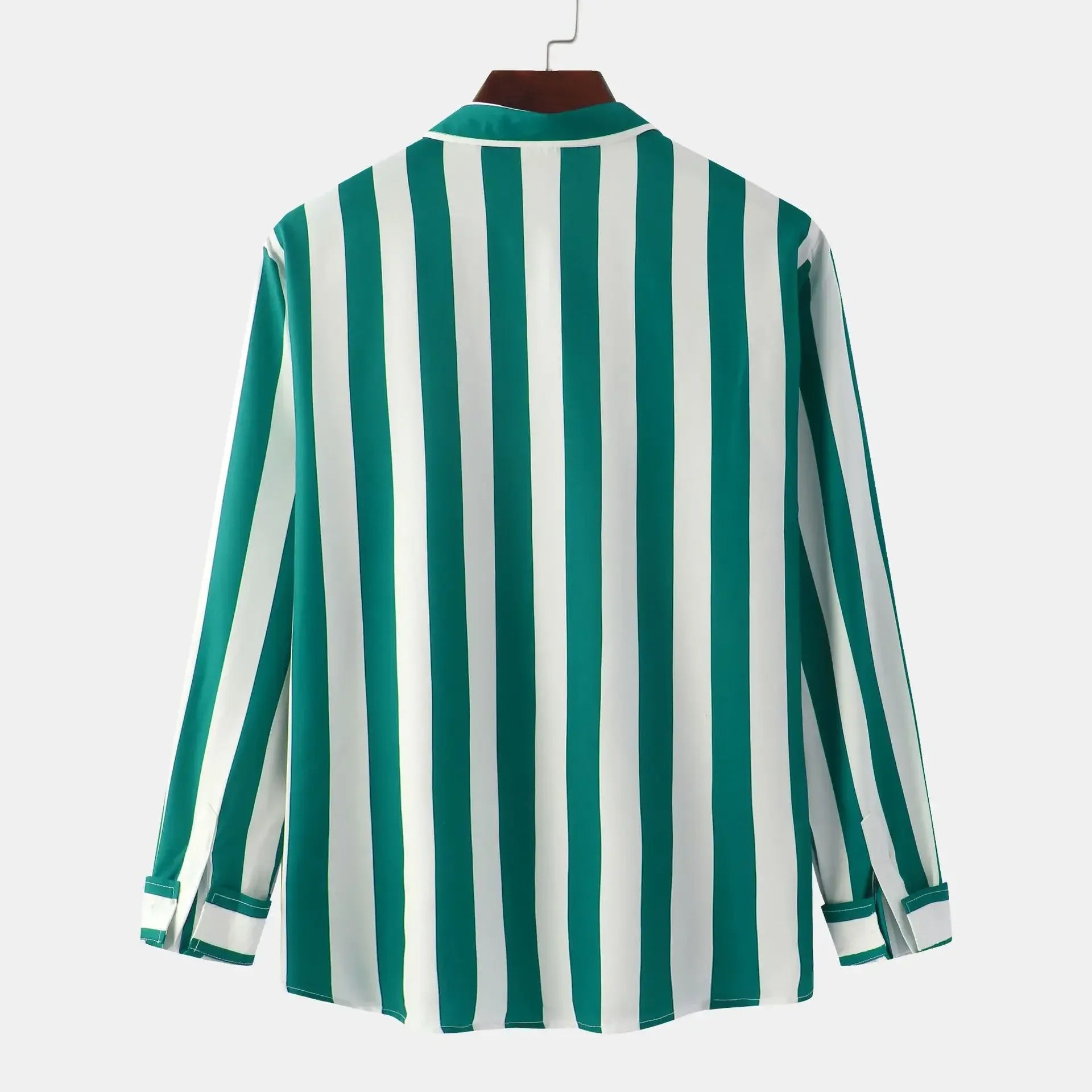 Men's Striped Button-Down Long Sleeve Shirt - cas7m
