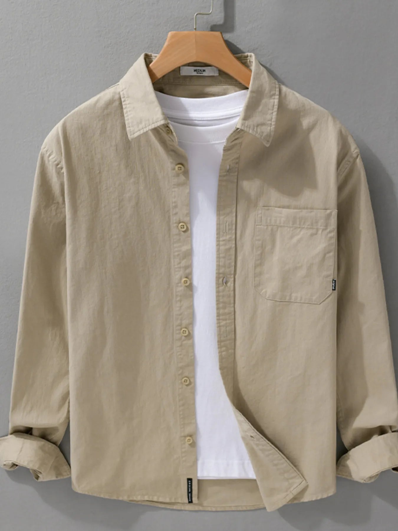 Men's Plus Size Button Up Long Sleeve Shirt - cas7m
