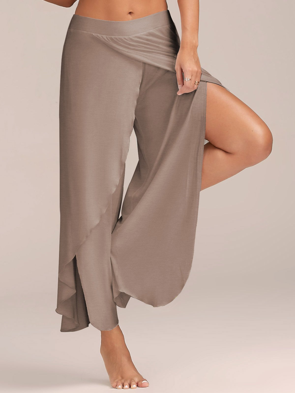 Wide Leg Split Harem Pants - cas7m