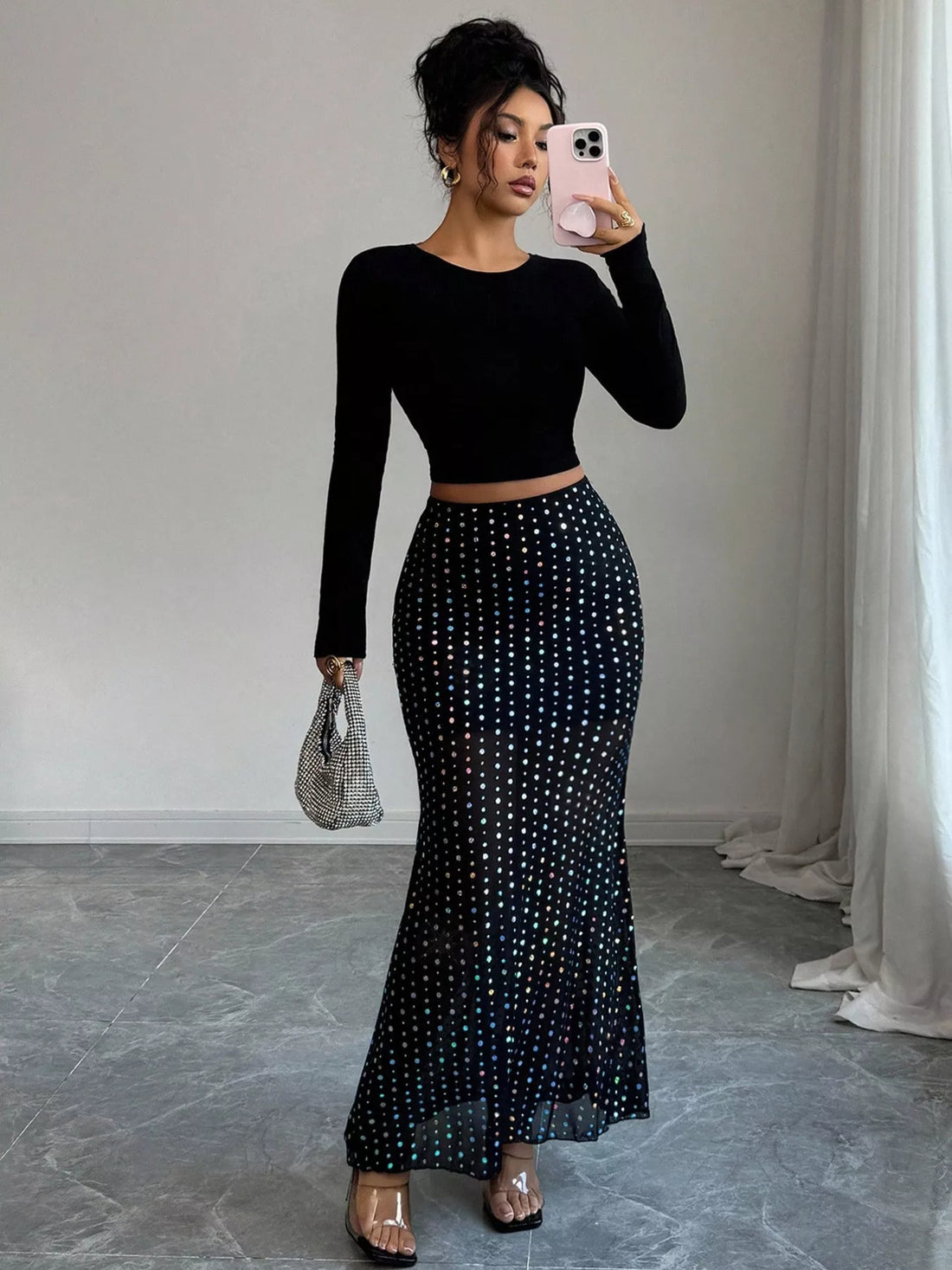Polka Dot Maxi Skirt - cas7m