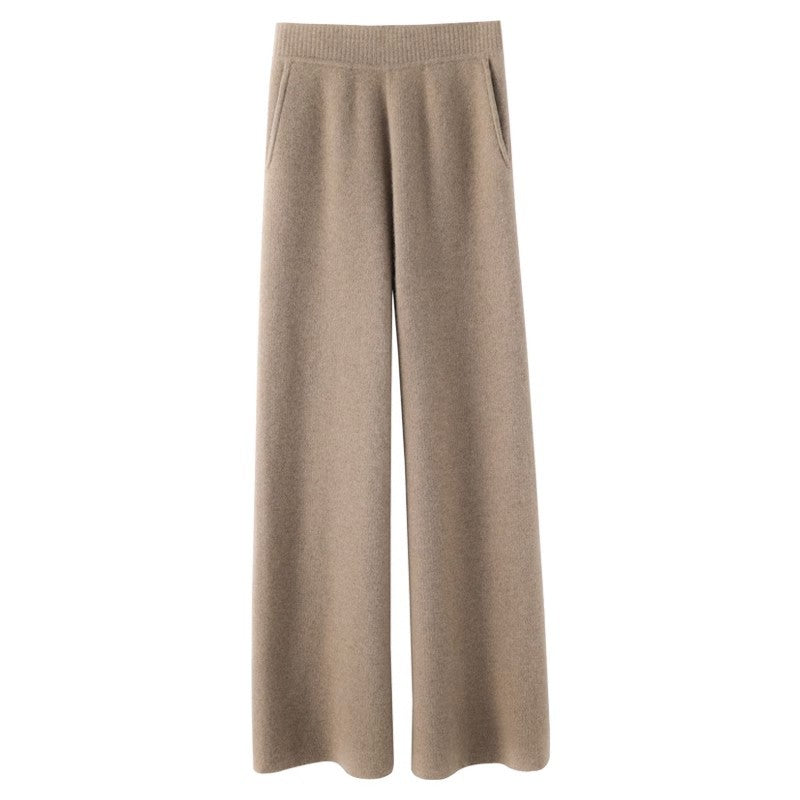 Women's Casual Wide-leg Wool Pants - cas7m
