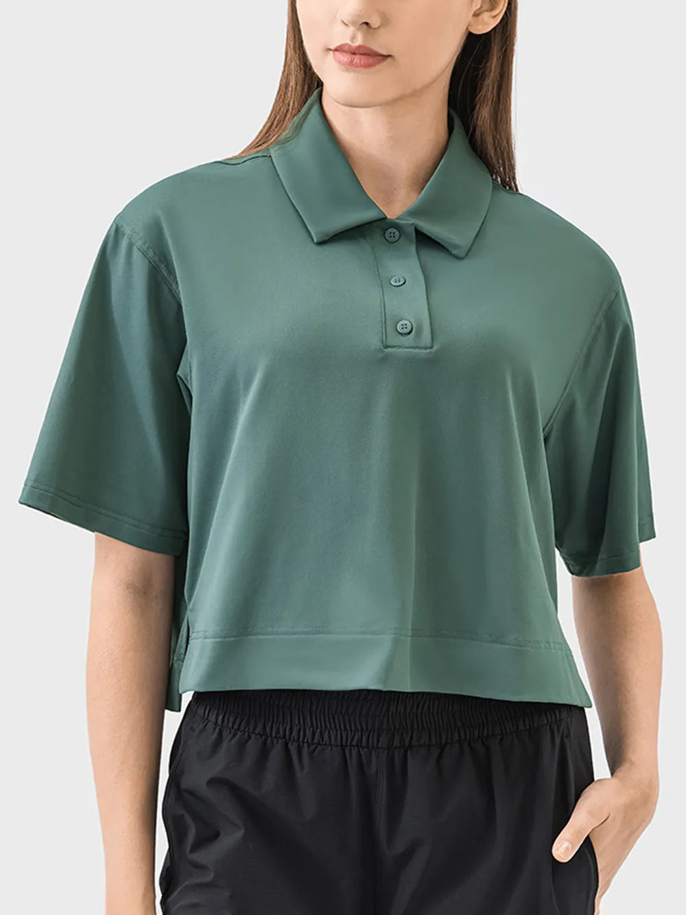 Millennia Half Button Short Sleeve Active T-Shirt - cas7m