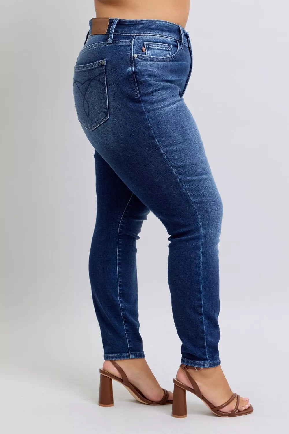 Judy Blue Full Size Washed Thermal Skinny Jeans Plus Size - cas7m