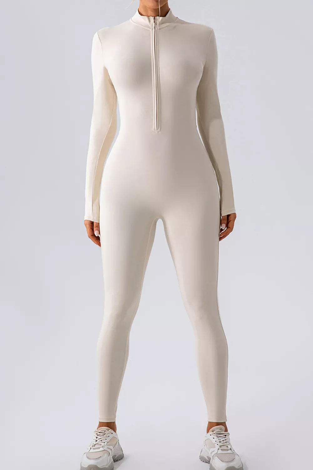 Half Zip Mock Neck Active Jumpsuit - cas7m