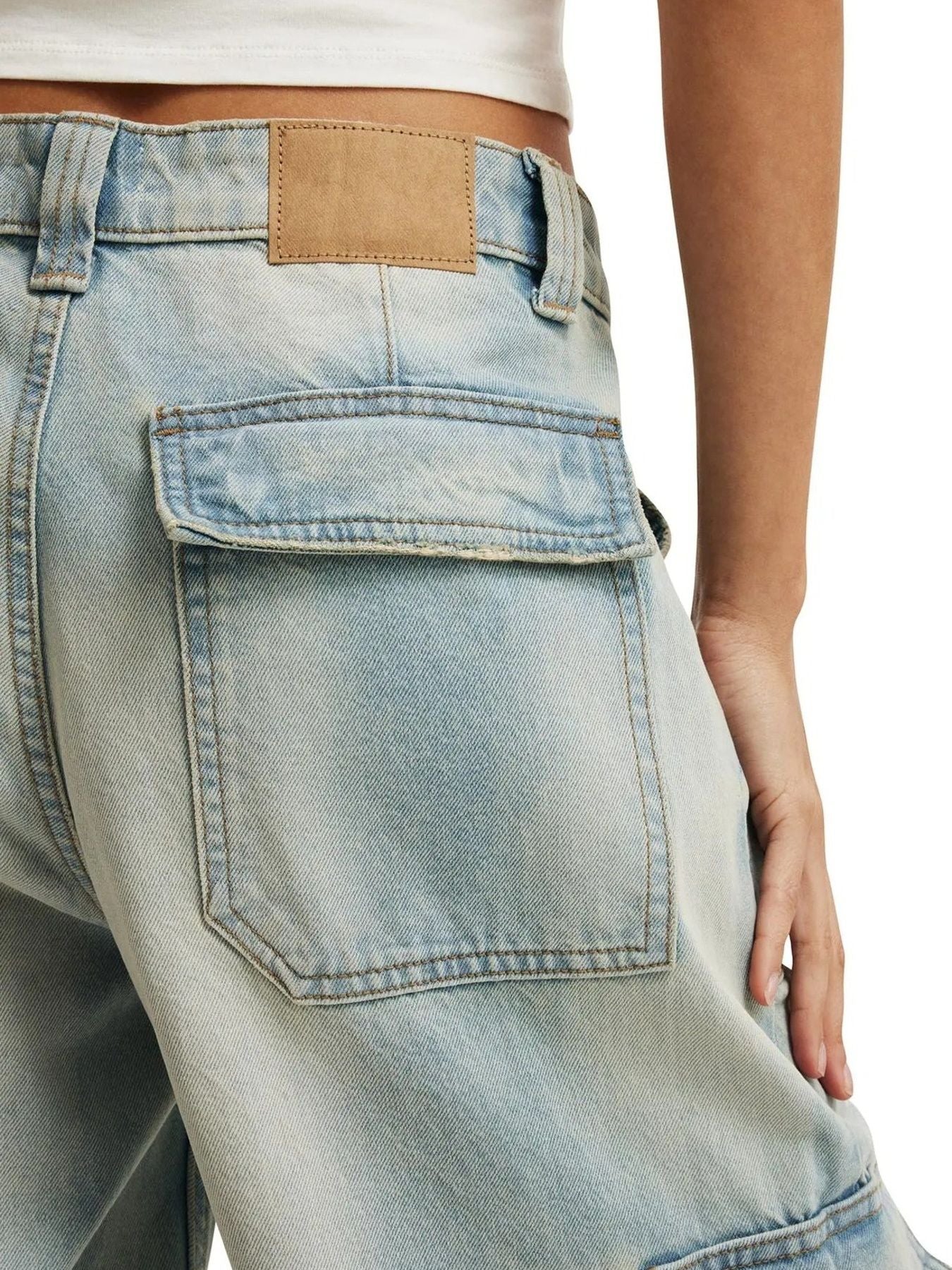 Wide Leg Cargo Jeans - cas7m