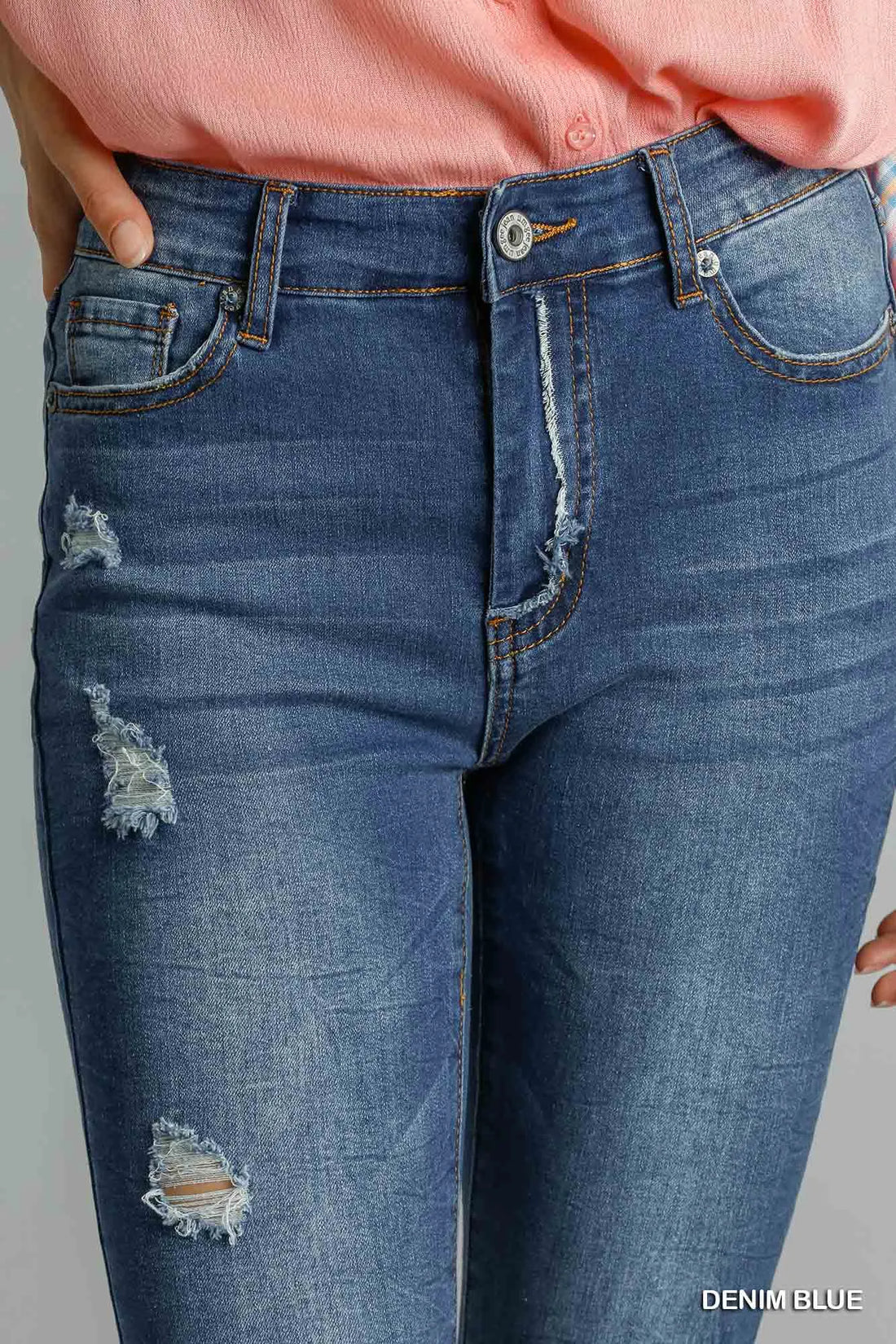 Umgee Distressed Skinny Jeans with Pockets - cas7m