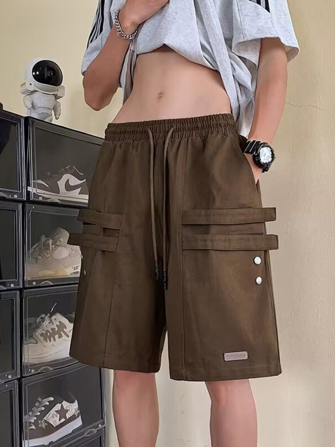 Men's Plus Size Casual Cargo Shorts with Pockets - cas7m