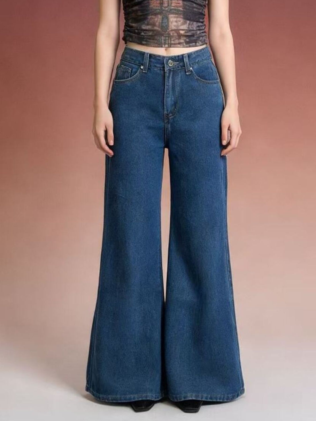 High-Waisted Flare Leg Jeans - cas7m