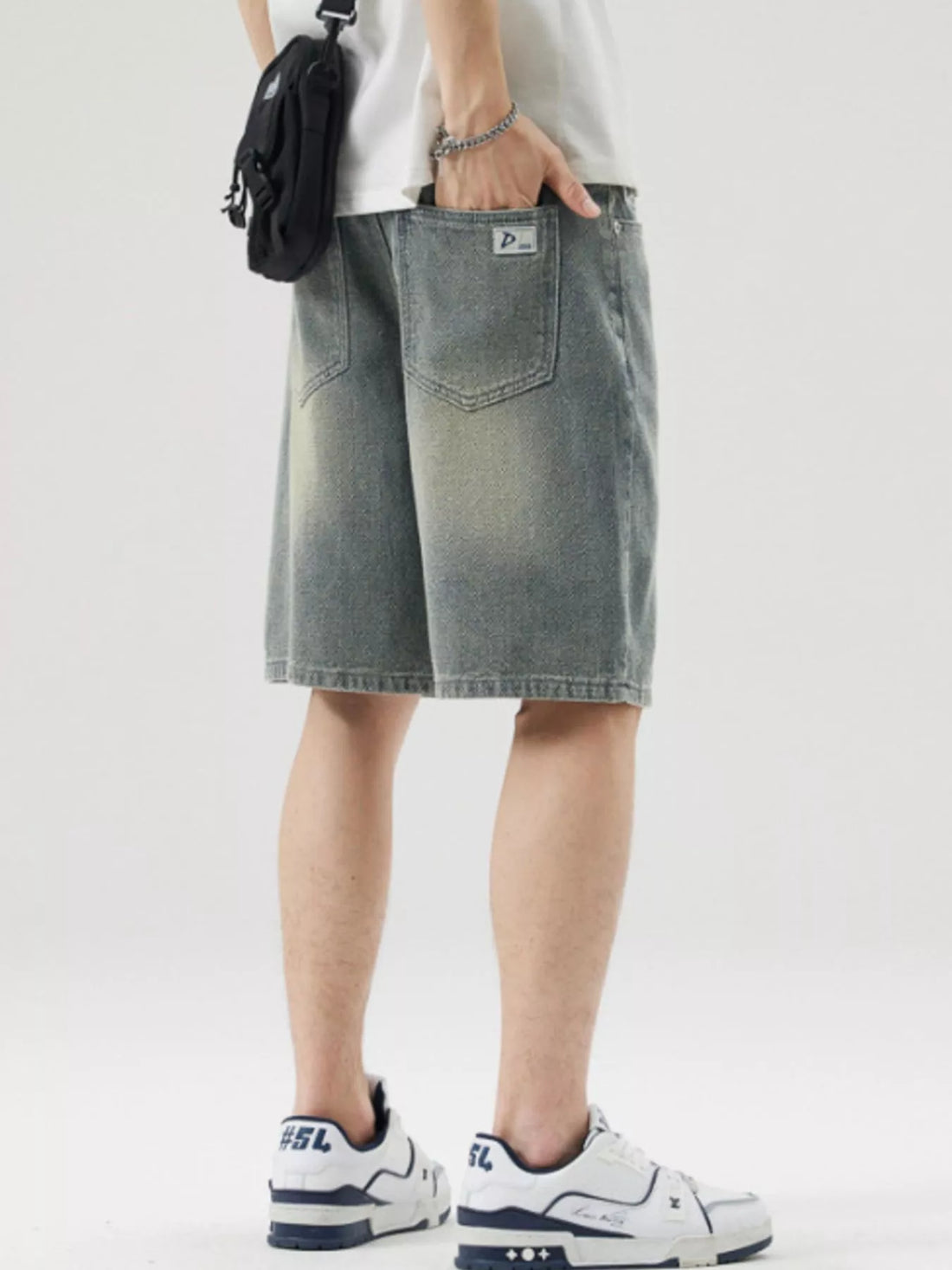 Men's Wide Leg Denim Shorts - cas7m